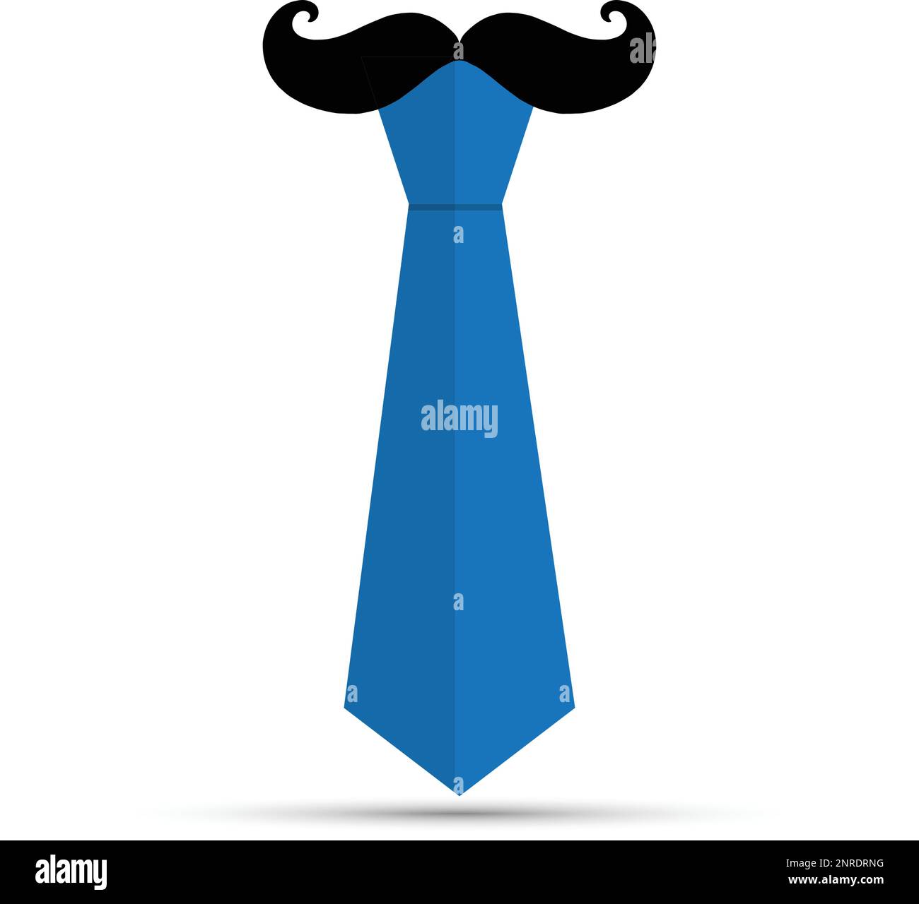 Schwarzer Schnurrbart und blaue Krawatte auf weißem Hintergrund Stock Vektor