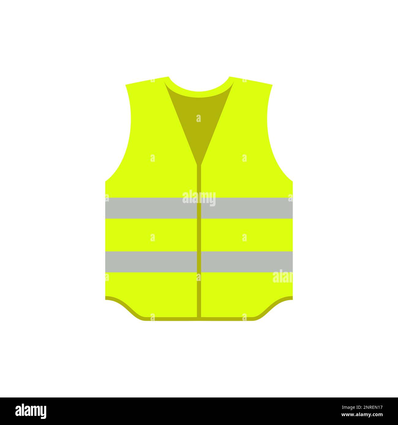 Gelbe Arbeitsweste. Reflektierende Sicherheitsjacke. Schutzausrüstung für Bauarbeiter. Berufsweste. Warnweste. Vektor Stock Vektor