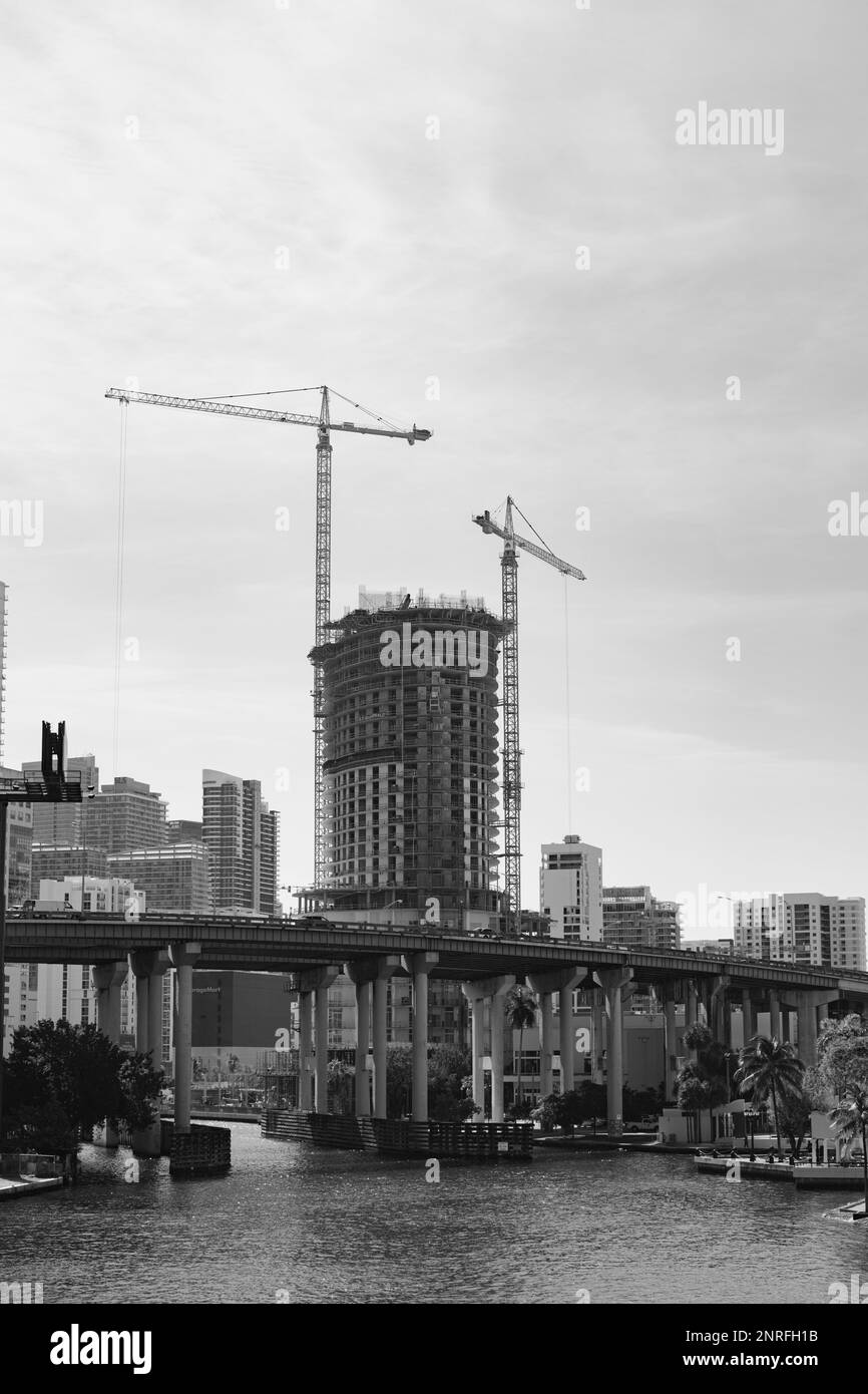 Baustelle neuer Wolkenkratzer miami Brickell Downtown Stockfoto