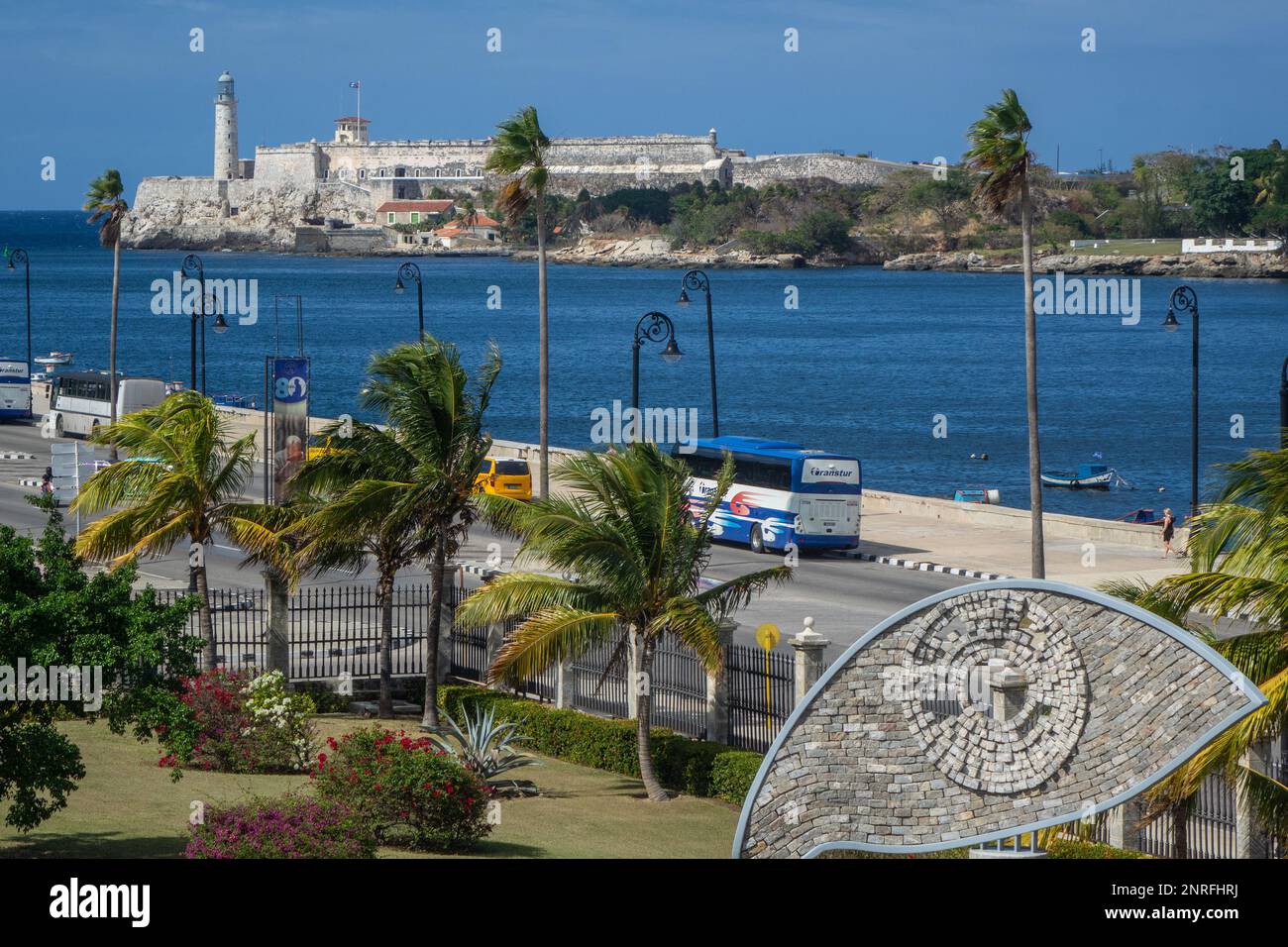 Karibik, Kuba, Havanna, Cespedes Park & Morro Fort Stockfoto