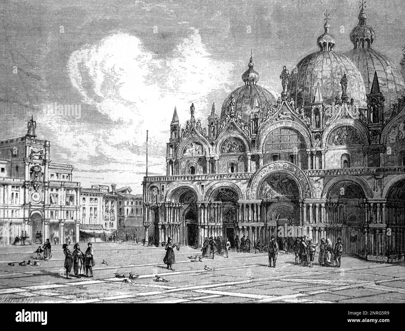 Markusplatz oder Piazza San Marco und St. Markus Basilika, Venedig, Italien. Vintage-Gravur oder Abbildung 1862 Stockfoto