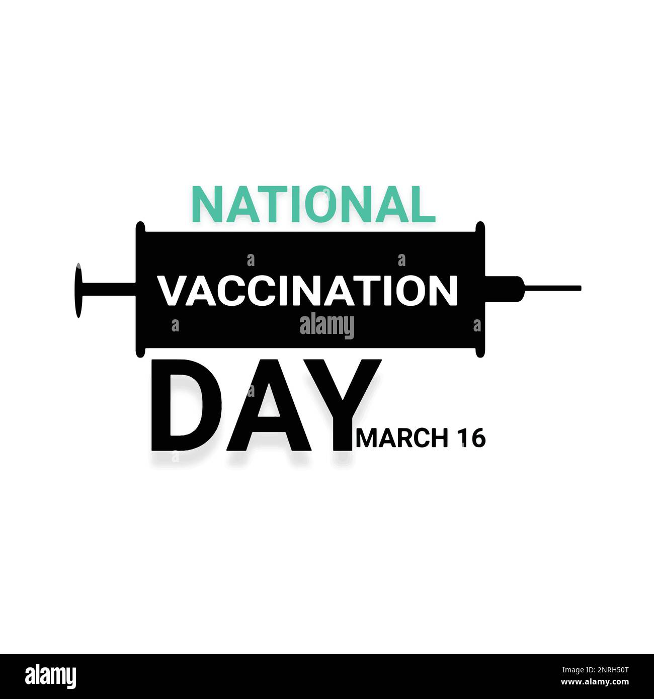 Nationaler Impftag. März 16. vektordarstellung einer Spritze. Stock Vektor