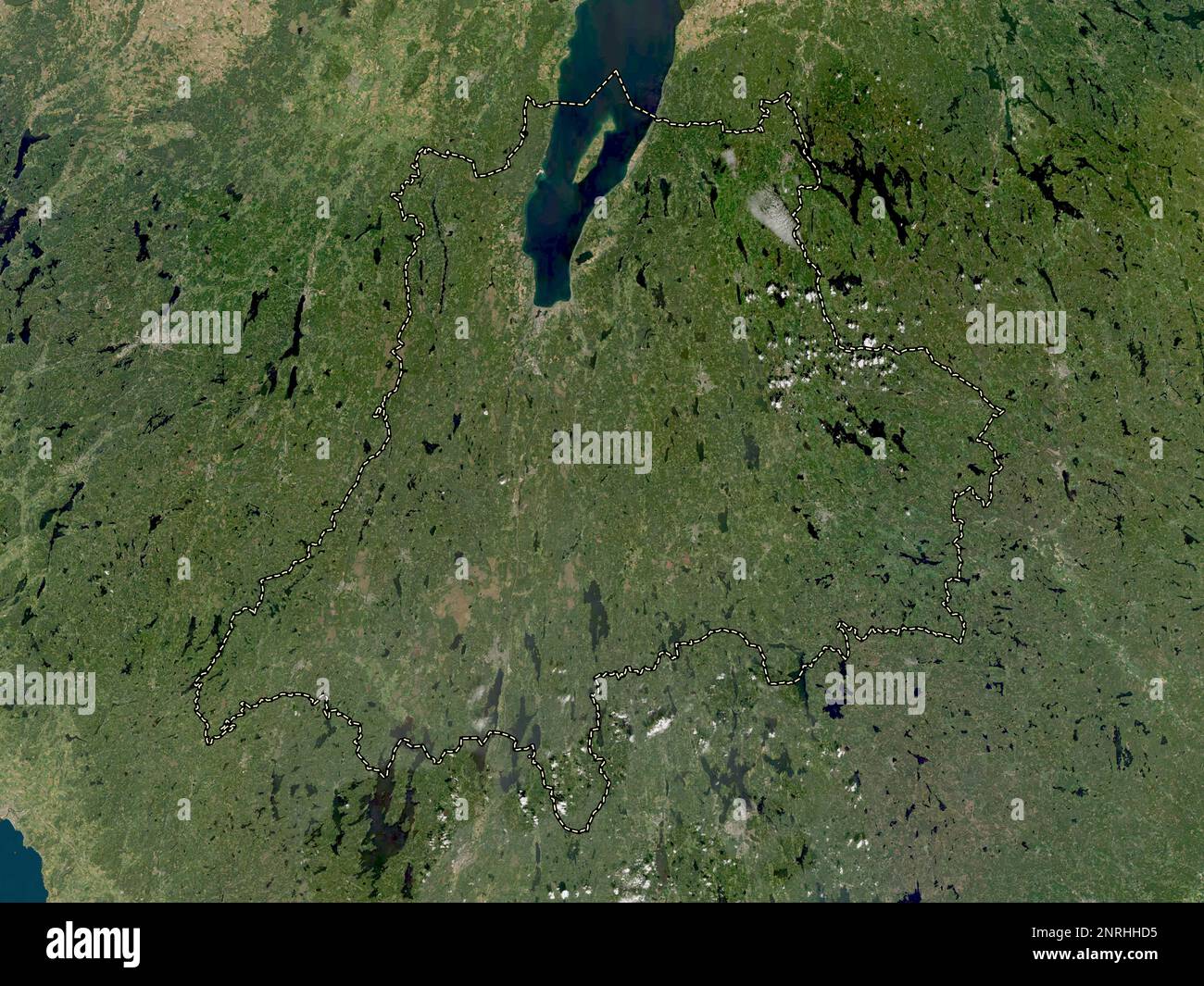 Jonkoping, schwedischer Bezirk. Satellitenkarte mit niedriger Auflösung Stockfoto