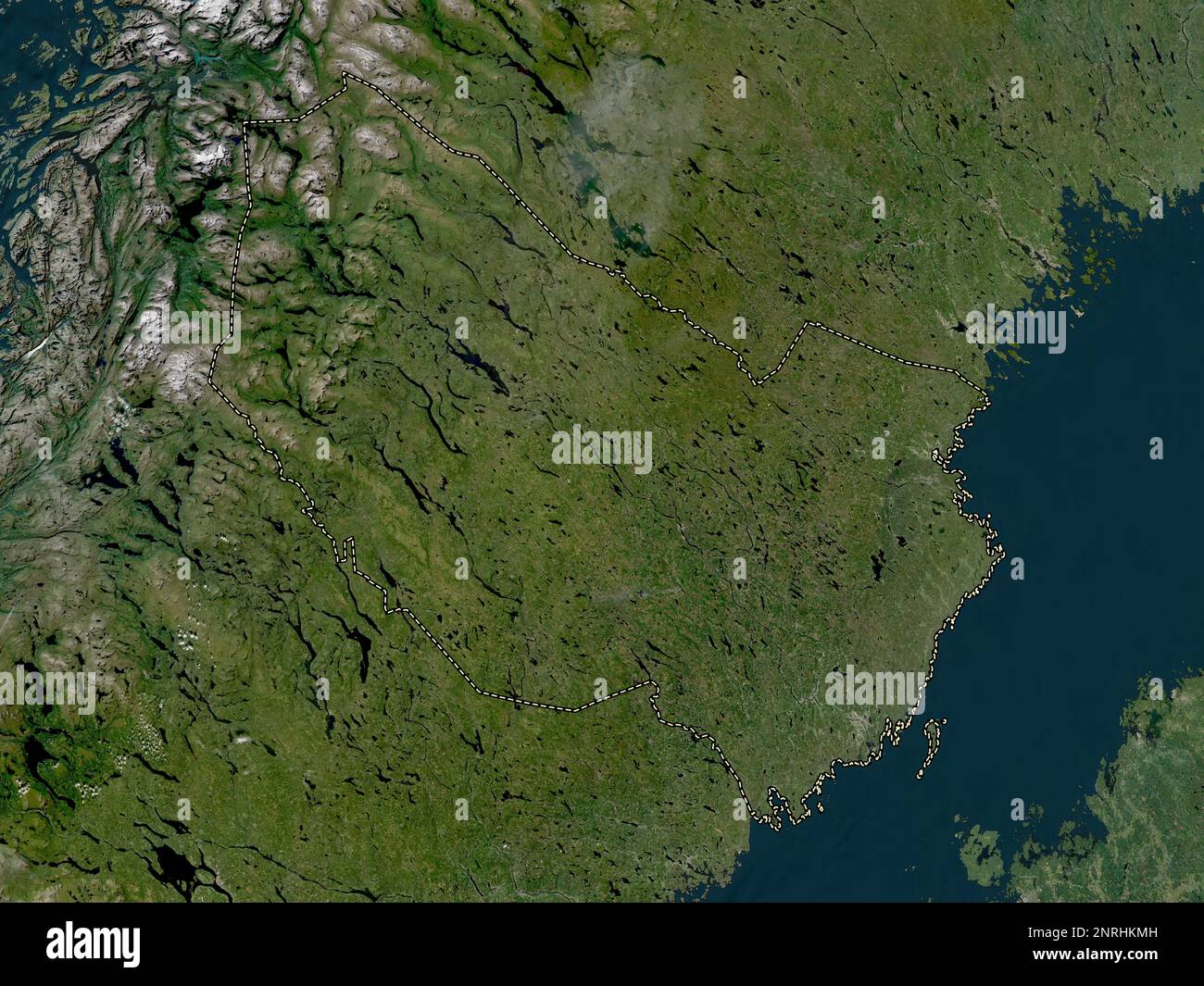 Vasterbotten, schwedischer Bezirk. Satellitenkarte mit niedriger Auflösung Stockfoto