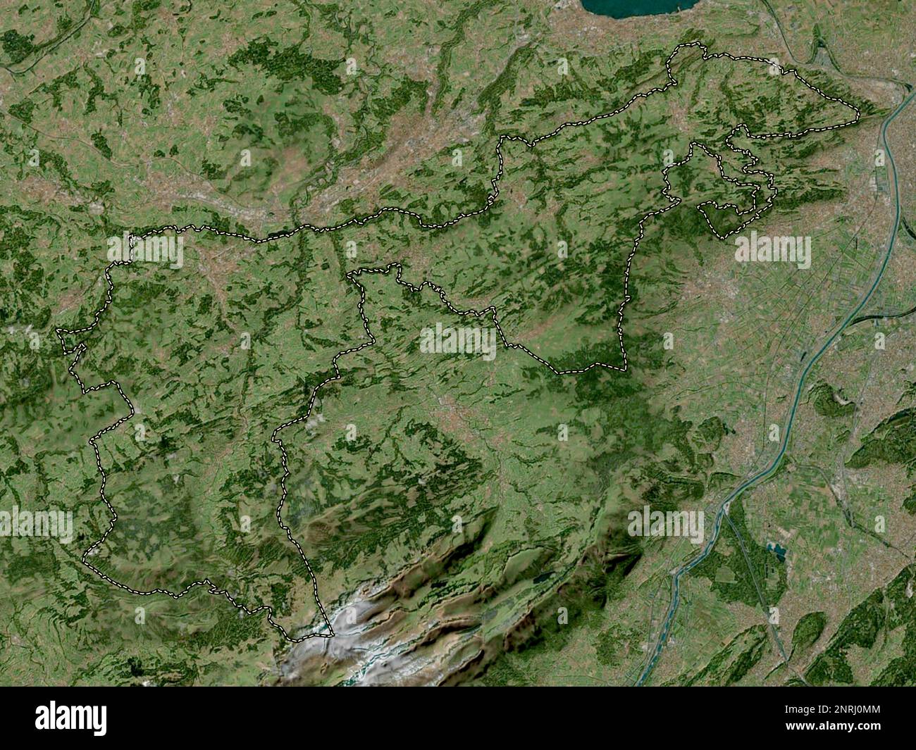 Appenzell Ausserrhoden, Kanton der Schweiz. Hochauflösende Satellitenkarte Stockfoto