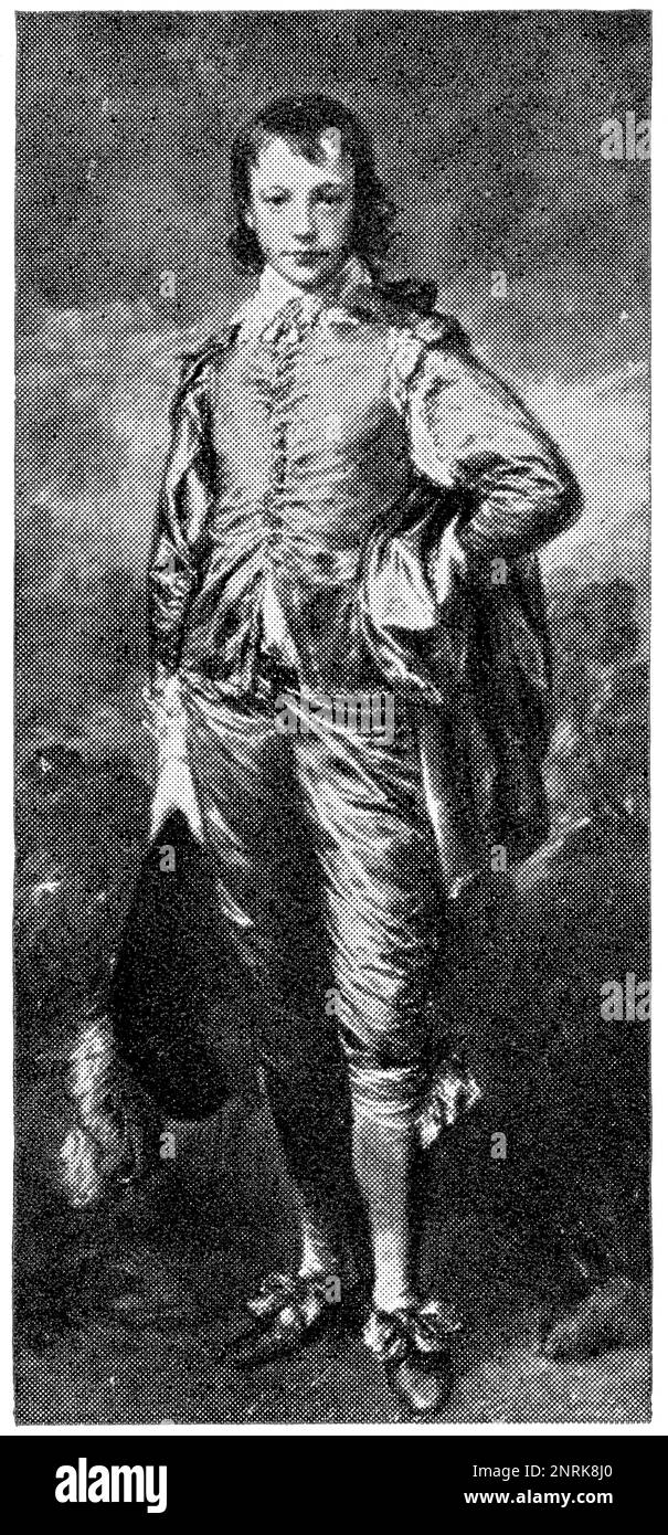 Der Blaue Junge von einem englischen Porträt- und Landschaftsmaler Thomas Gainsborough. Veröffentlichung des Buches "Meyers Konversations-Lexikon", Band 2, Leipzig, 1910 Stockfoto