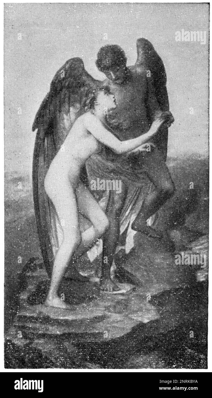 Liebe und Leben von einem britischen Maler und Bildhauer George Frederic Watts. Veröffentlichung des Buches "Meyers Konversations-Lexikon", Band 2, Leipzig, 1910 Stockfoto