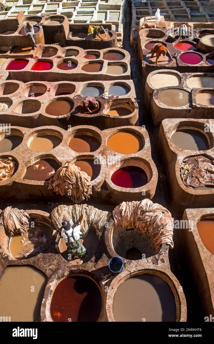 Chouwara Gerbereien. Fes. Marokko Stockfoto