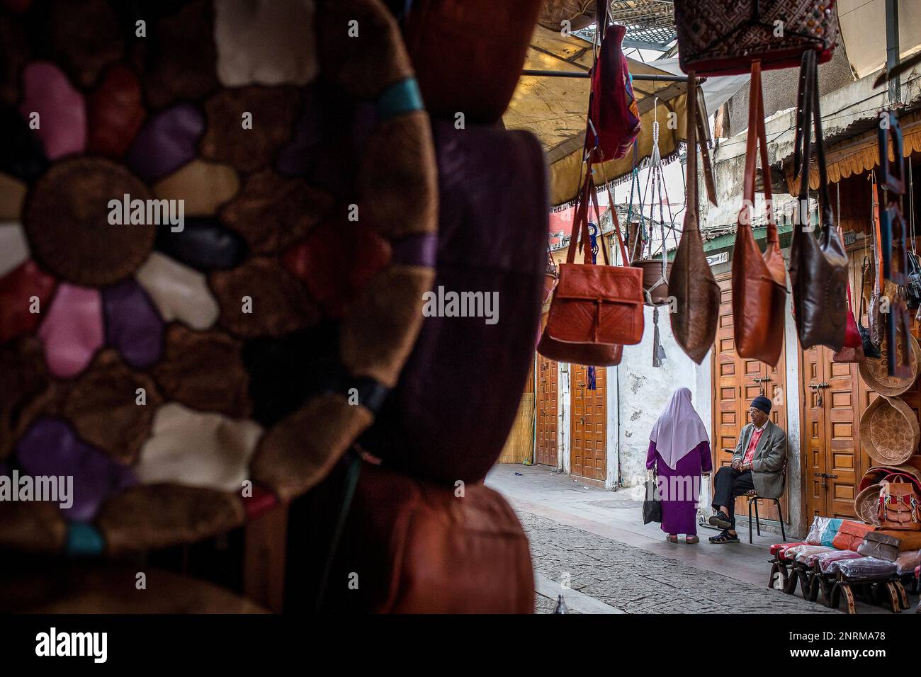 Leder Souk, Medina, Rabat. Marokko Stockfoto