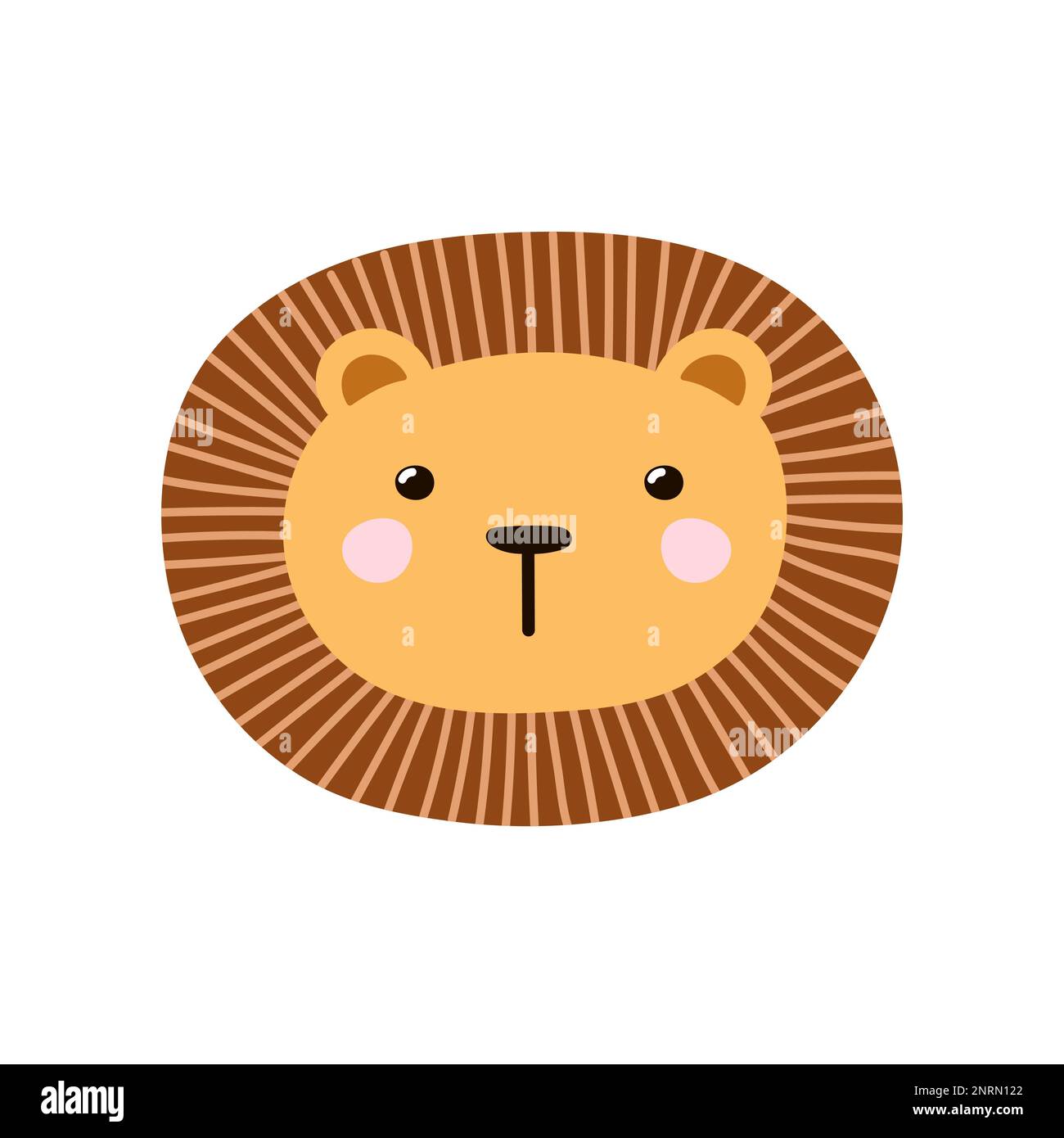 Süßer Löwenkopf im Cartoon-Stil. Safari Tiergesicht für Babys und Kinder. Stock Vektor