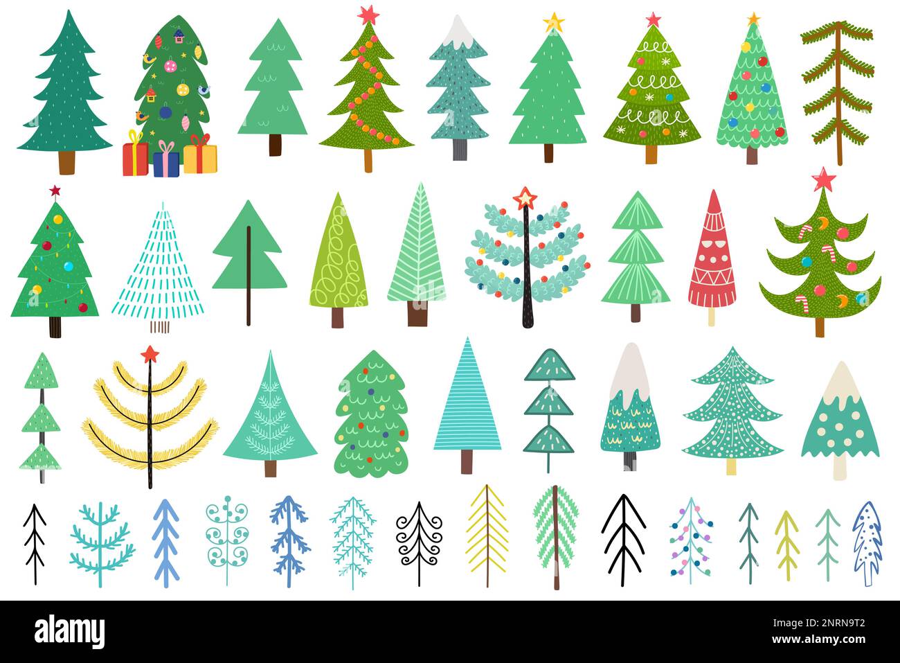 Weihnachtsbäume große Sammlung. Mit Pinien Stock Vektor