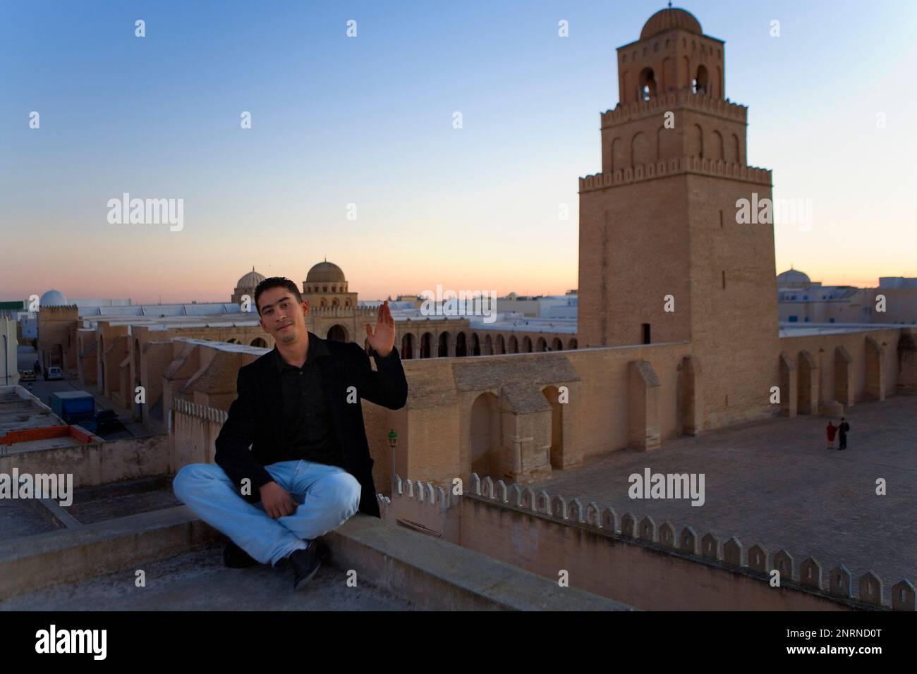 Tunez: Kairouan.The große Moschee. Moschee von Sidi Uqba im VI Jahrhundert gegründet ist der älteste Ort des Gebets in Nordafrika Stockfoto