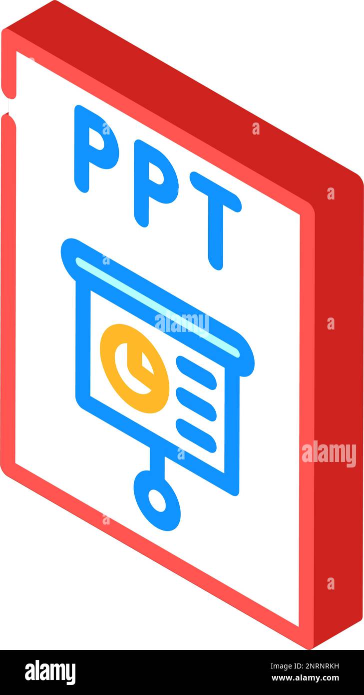 ppt-Dateiformat isometrische Symbolvektordarstellung des Dokuments Stock Vektor