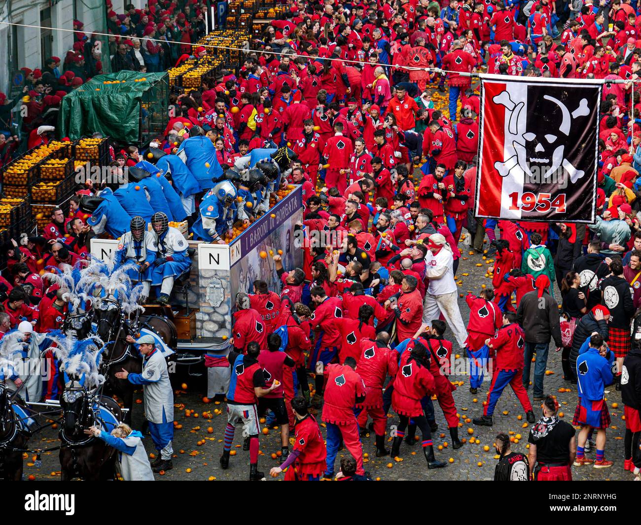 Der historische Karneval von ivrea 2023 Stockfoto