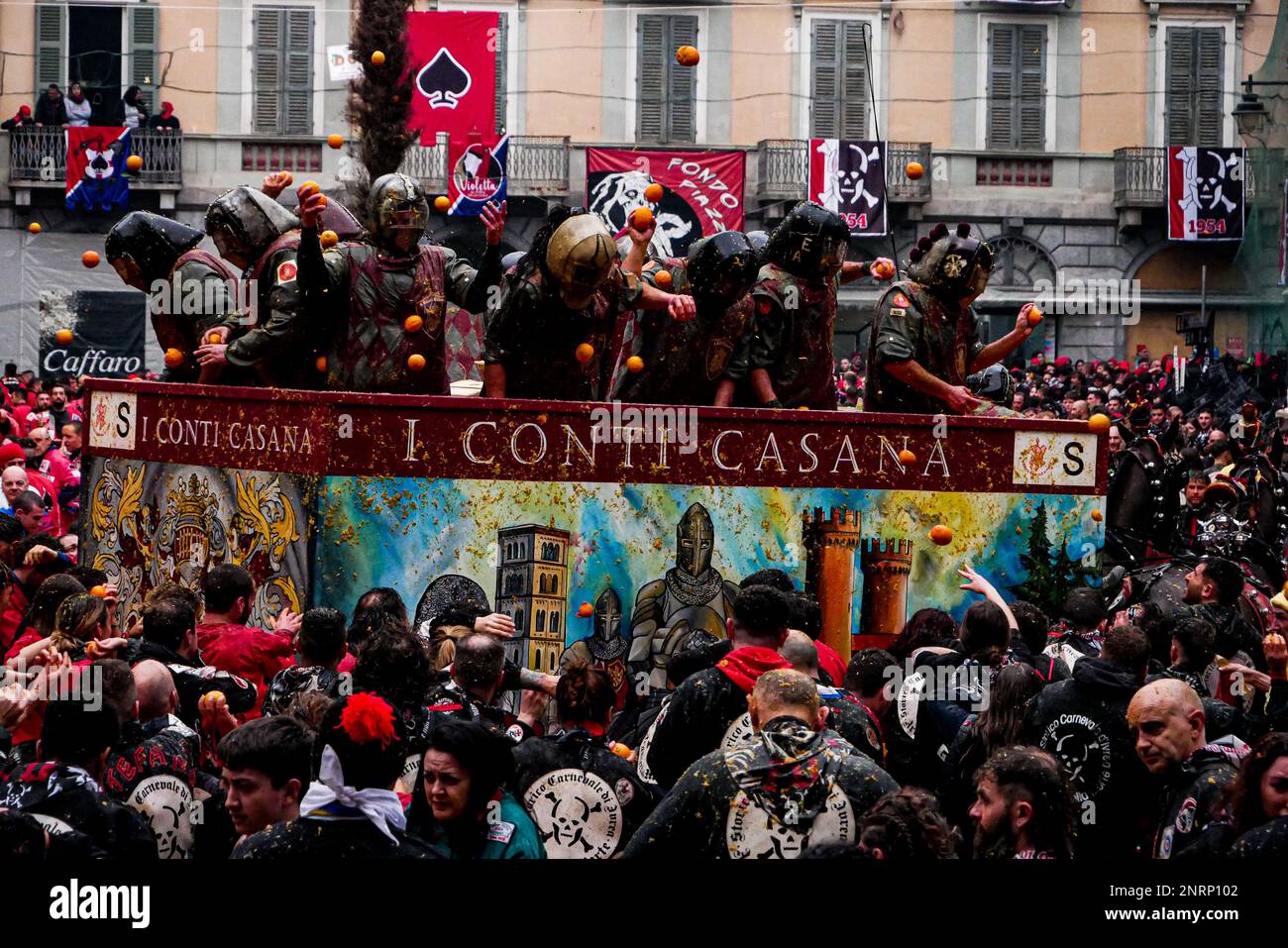 Der historische Karneval von ivrea 2023 Stockfoto