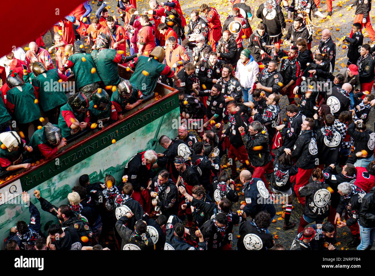 Der historische Karneval von ivrea 2023 Stockfoto
