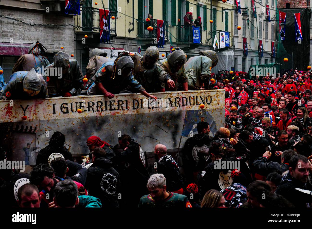 Der historische Karneval von ivrea 2023 Stockfoto