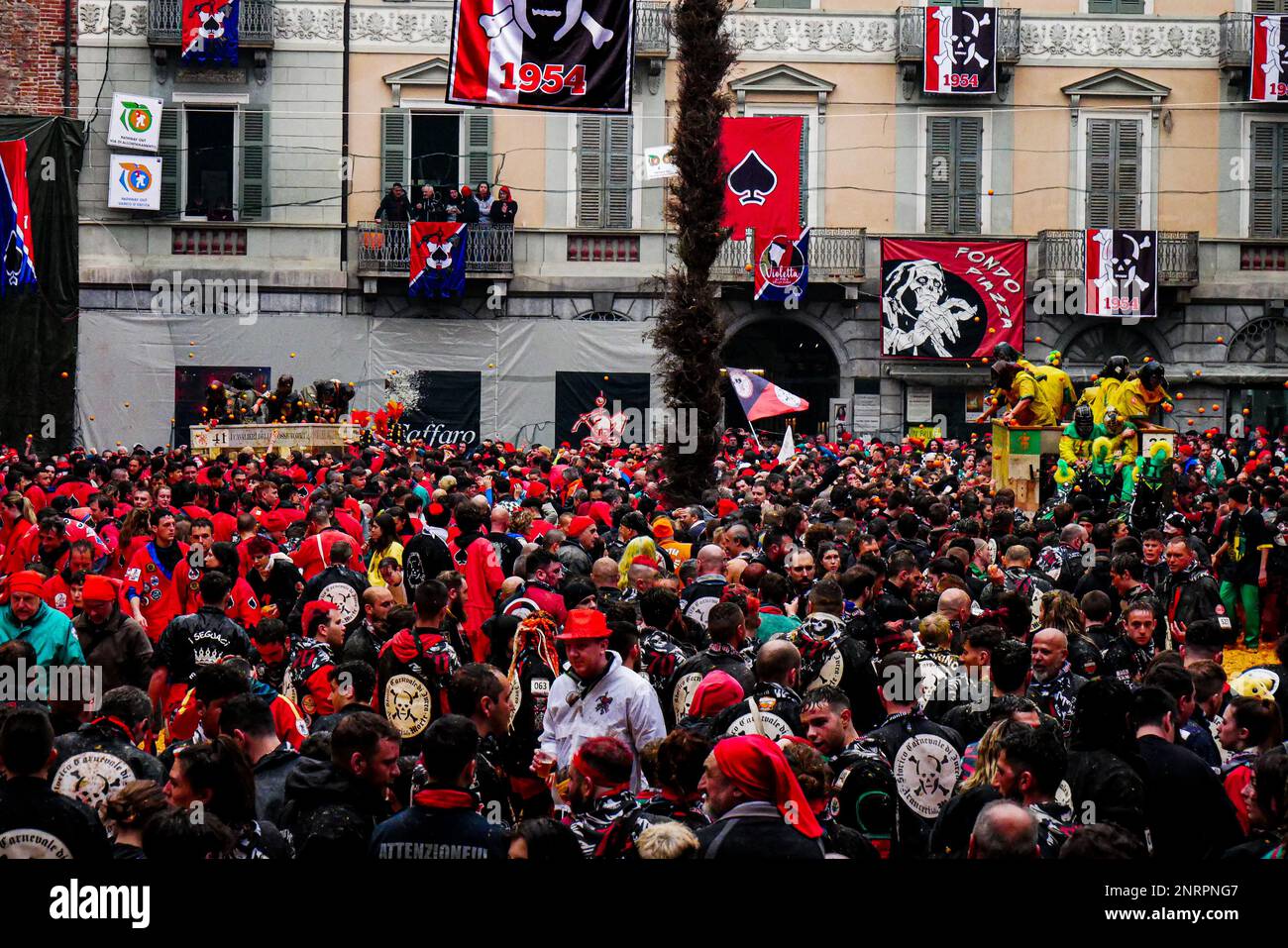 Der historische Karneval von ivrea 2023 Stockfoto