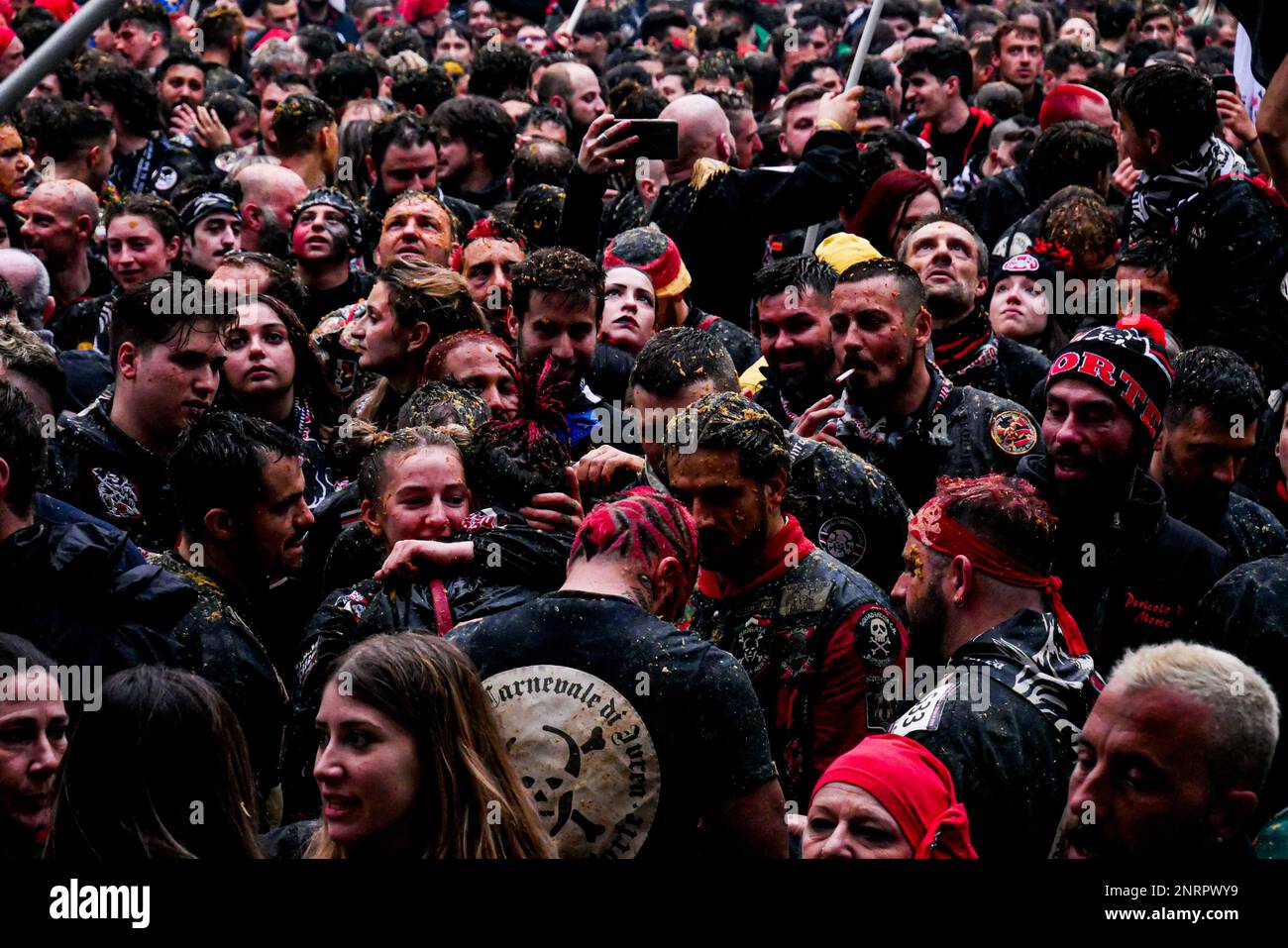 Der historische Karneval von ivrea 2023 Stockfoto