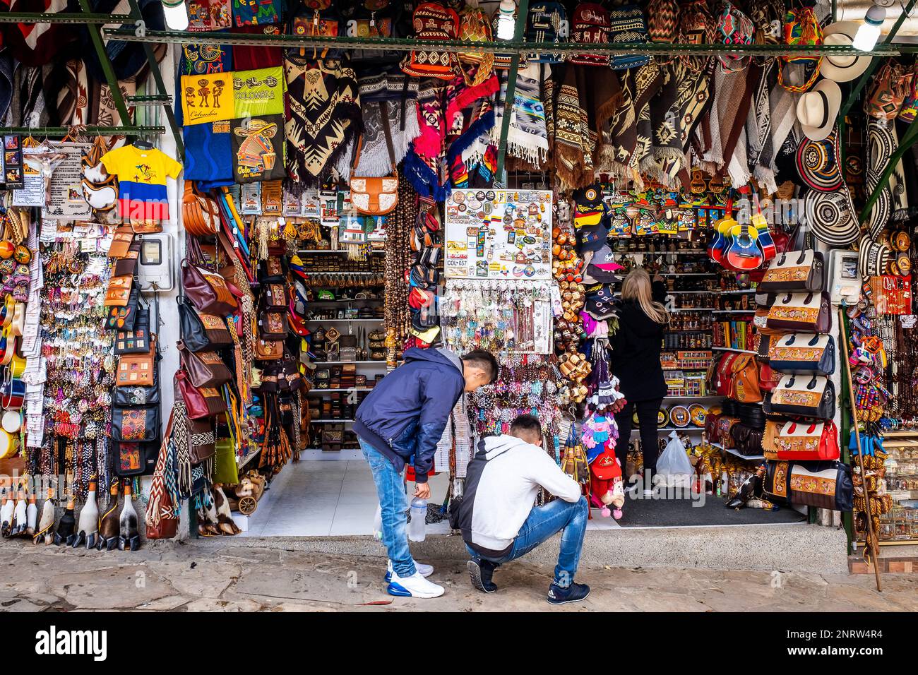 Souvenirshop auf dem Gipfel des Cerro de Monserrate, nächsten Santuario del Senor de Monserrate, Kirche, Bogota, Kolumbien Stockfoto