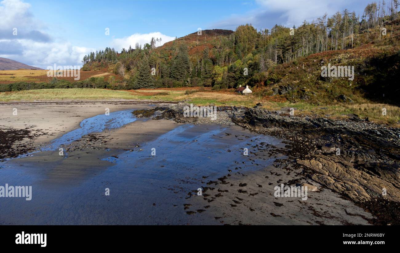 Sandaig Bay der Ort von Gavin Maxwells „Camusfearna“, Knoydart Halbinsel, befindet sich am See loch, Loch Nevis, gegenüber dem Sound of Sleat. Stockfoto