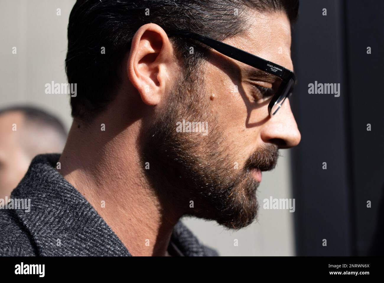 Michele Morrone ist sean auf der Dolce & Gabbana Fashion Show, Milan