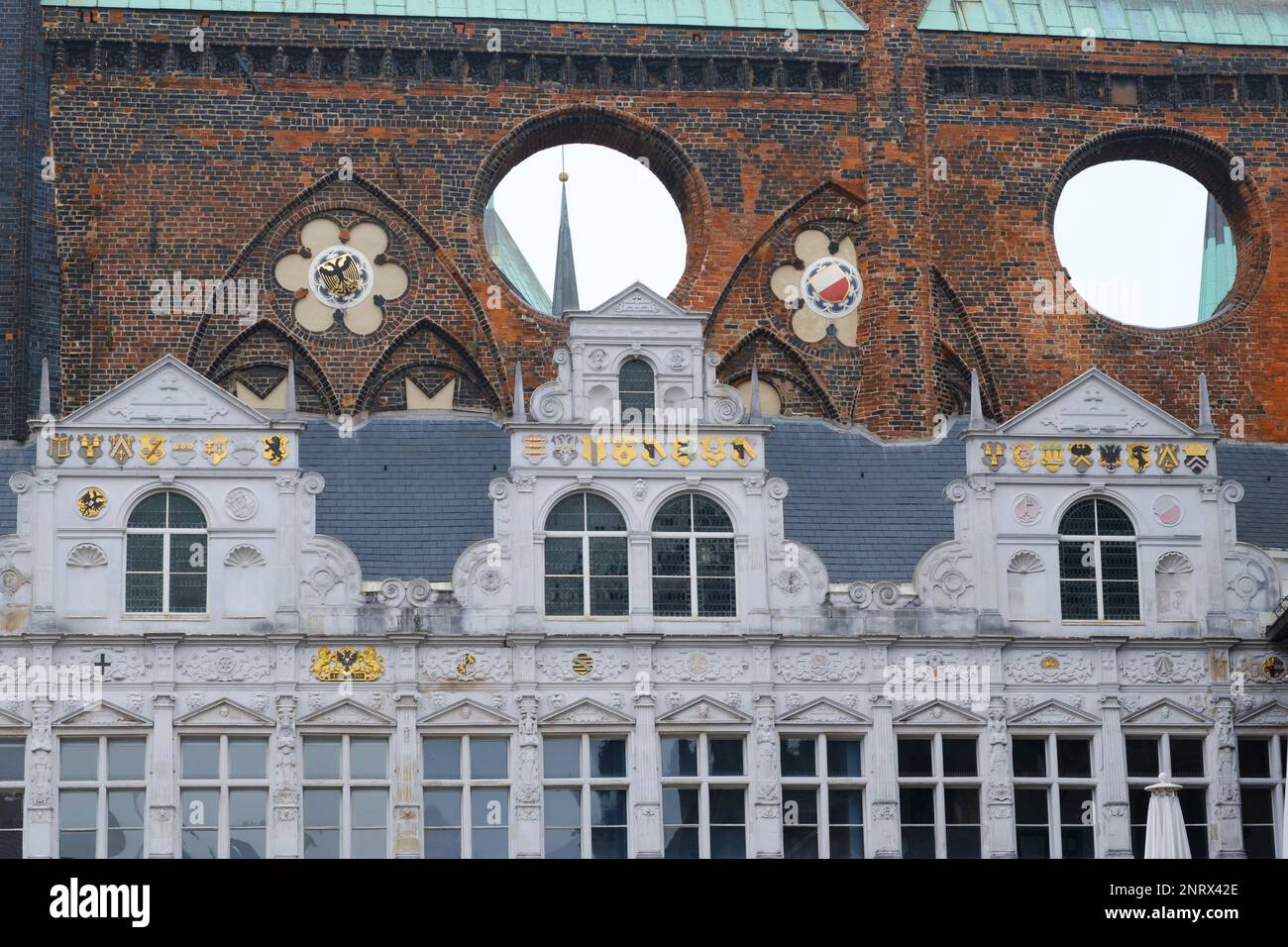 Rathaus von Lübeck, UNESCO-Weltkulturerbe, Schleswig-Holstein, Deutschland, Europa Stockfoto