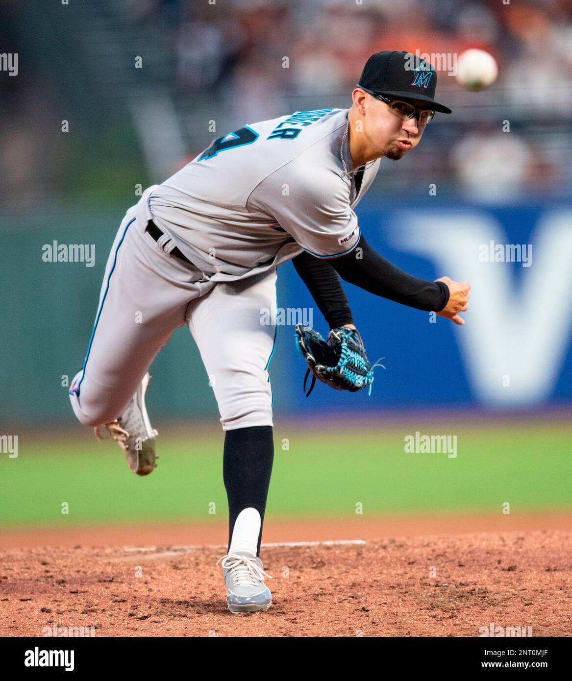 September 14, 2019: Miami Marlins starting pitcher Robert Dugger (64) throws during a MLB baseball game between the Miami Marlins and the San Francisco Giants at Oracle Park in San Francisco, California. Valerie Shoaps/CSM(Credit Image: © Valerie Shoaps/CSM via ZUMA Wire) (Cal Sport Media via AP Images) Stockfoto