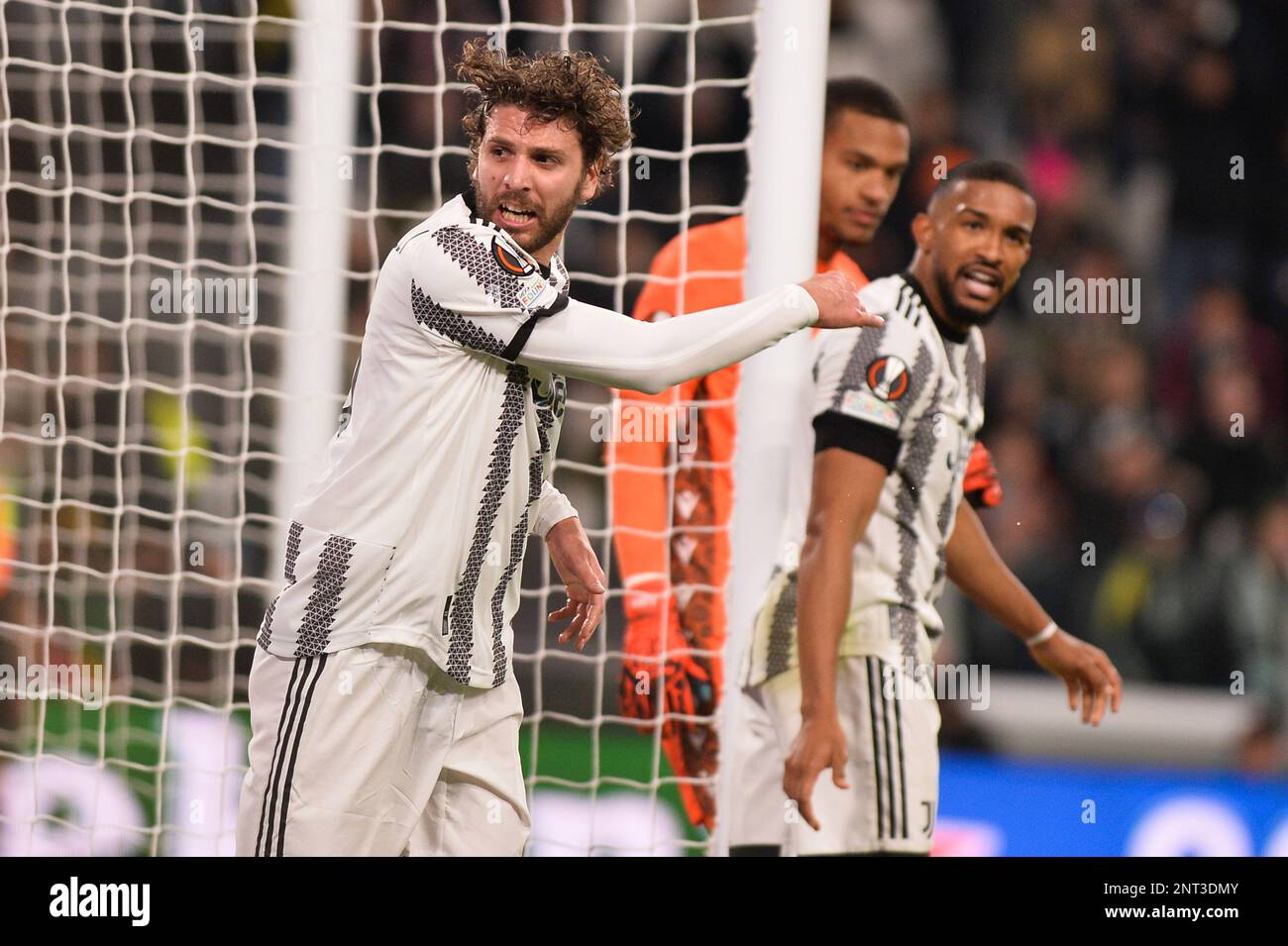 Manuel Locatelli (Juventus) Enttäuschung während des ersten Spiels der UEFA Europa League in der Knockout-Runde auf der ersten Teilstrecke zwischen Juventus und dem FC Nantes in Allia Stockfoto