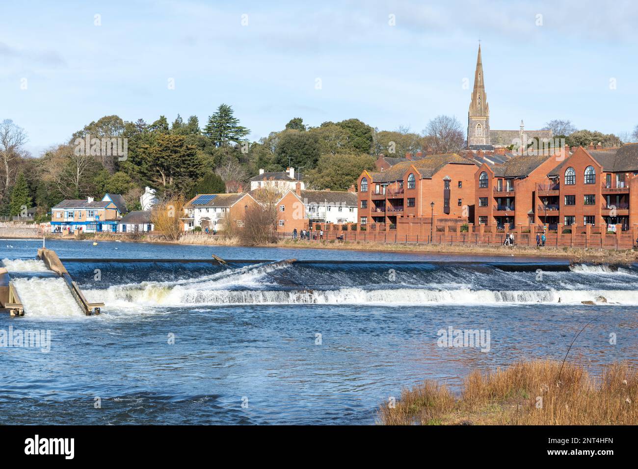 Trews Wehr im Fluss exe in Exeter Stockfoto