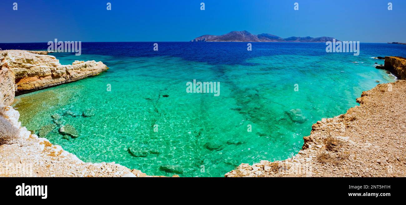 Griechenland, Kykladen, kleine Kykladen, Koufonissia-Inseln, natürlicher Swimmingpool Stockfoto
