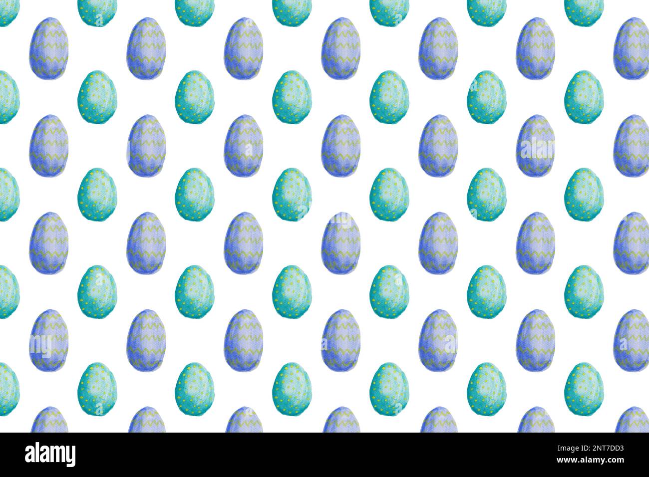 Nahtloses Muster handbemalter farbenfroher ostereier auf weißem Hintergrund Stockfoto