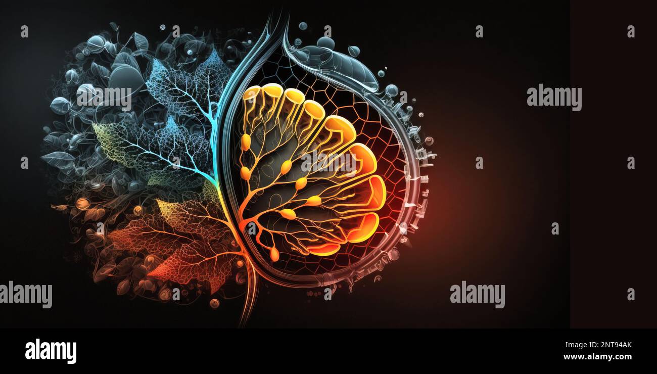 Biotechnologie abstrakter farbiger Hintergrund. Von KI generierte Illustration Stockfoto