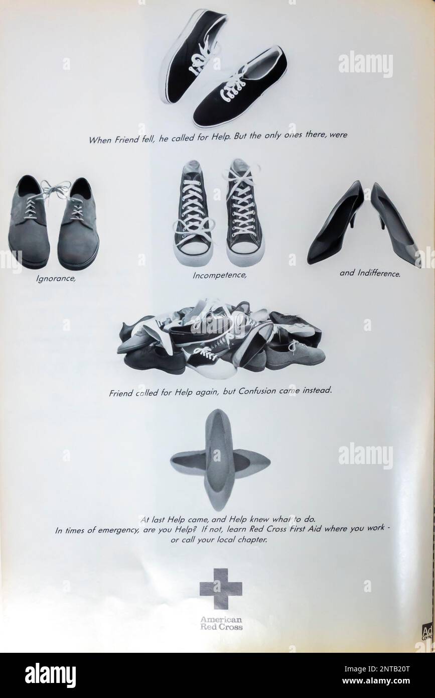American Red Cross erste-Hilfe-Werbung in einem Magazin in NatGeo, Januar 1989 Stockfoto