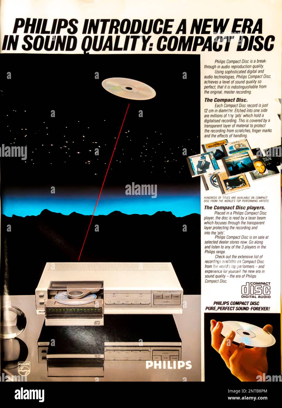 Philips CD-Werbung in einem Magazin in NatGeo, Juni 1983 Stockfoto