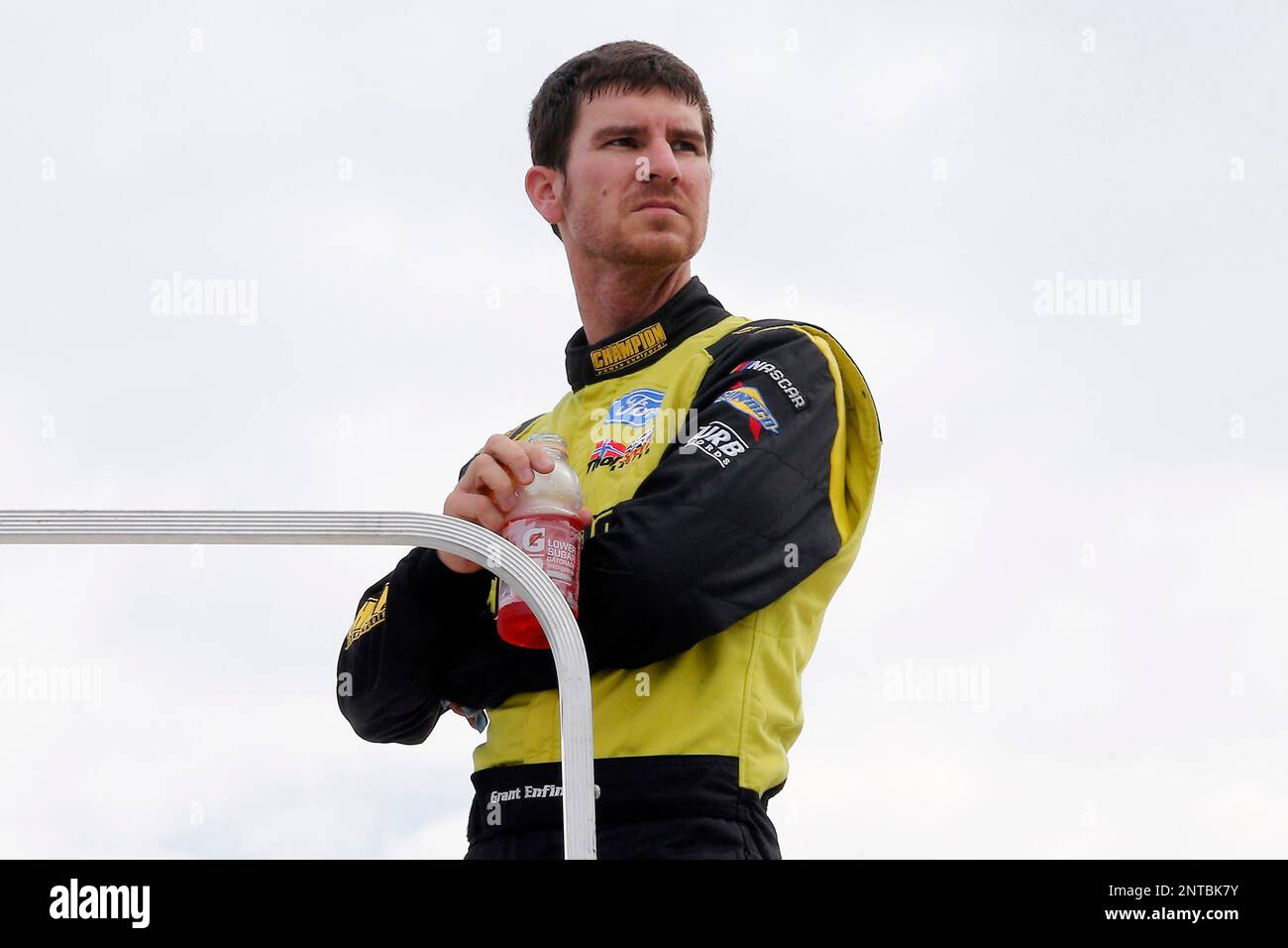 #98: Grant Enfinger, ThorSport Racing, Ford F-150 during practice for the NASCAR Gander Outdoor Truck Series M&M's 200 race at Iowa Speedway, Saturday, June 15, 2019, in Newton, Iowa. (AP Photo/NKP, Russell LaBounty) MANDATORY CREDIT Stockfoto