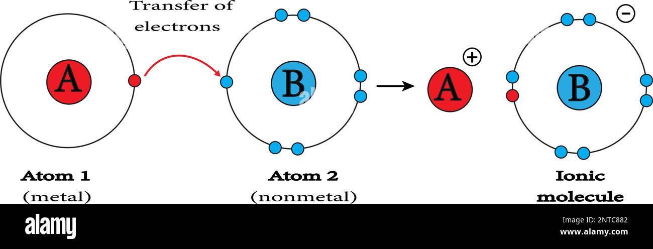 Ionenbindung: Natriumchlorid oder Speisesalz. Vektorbild Stock Vektor