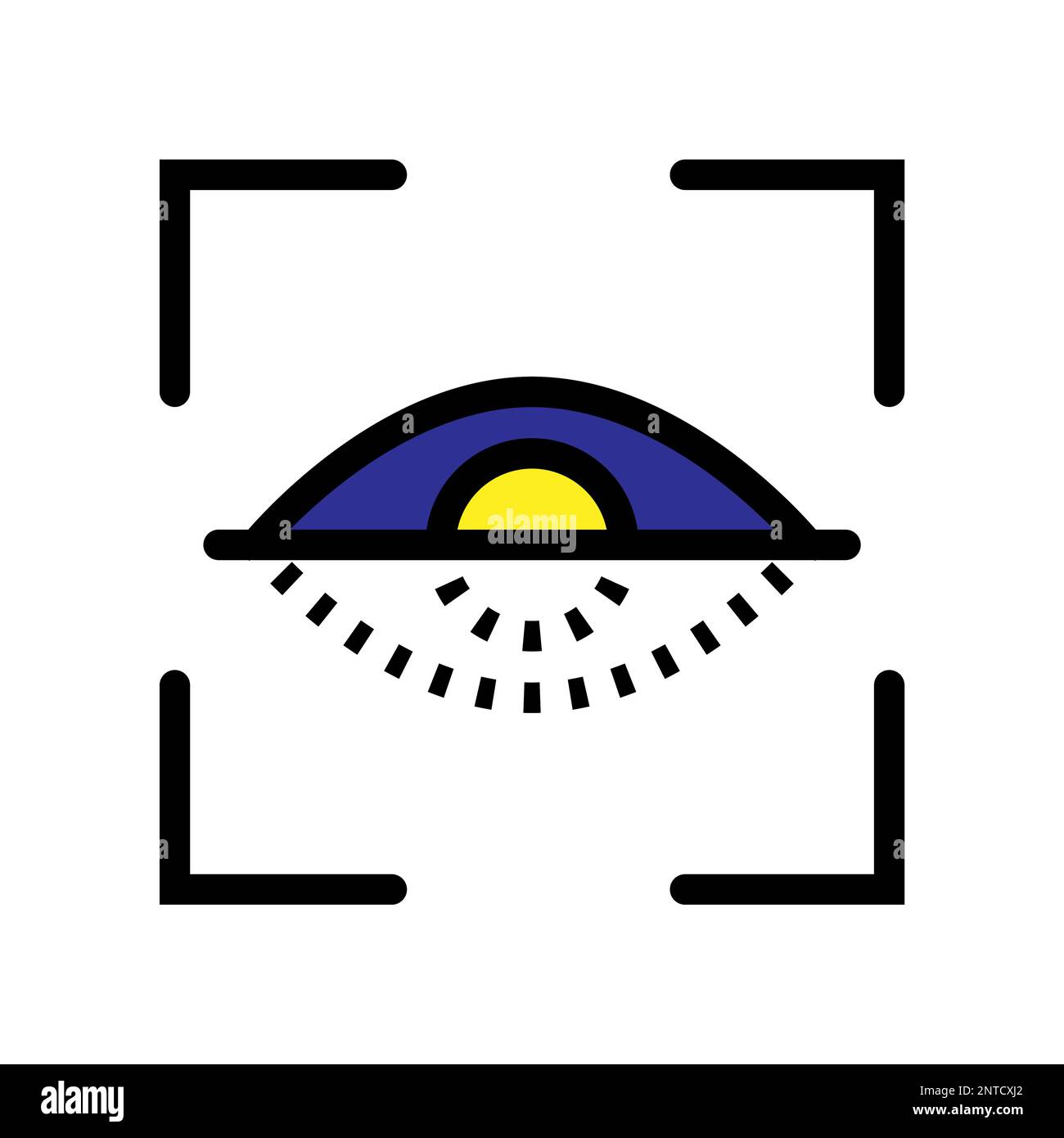 Retina-Scan-Liniensymbol isoliert auf weißem Hintergrund. Schwarzer, flacher Klassiker mit modernem Umriss. Lineares Symbol und bearbeitbare Kontur. Einfach und Pixel Stock Vektor