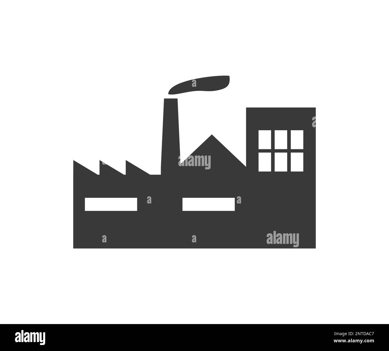 Logo mit werkseitigem Vektorsymbol. Branchensymbol. Fabrik, Fertigungssymbol. Vektordesign für Industriebau und kommerzielle Architektur. Stock Vektor
