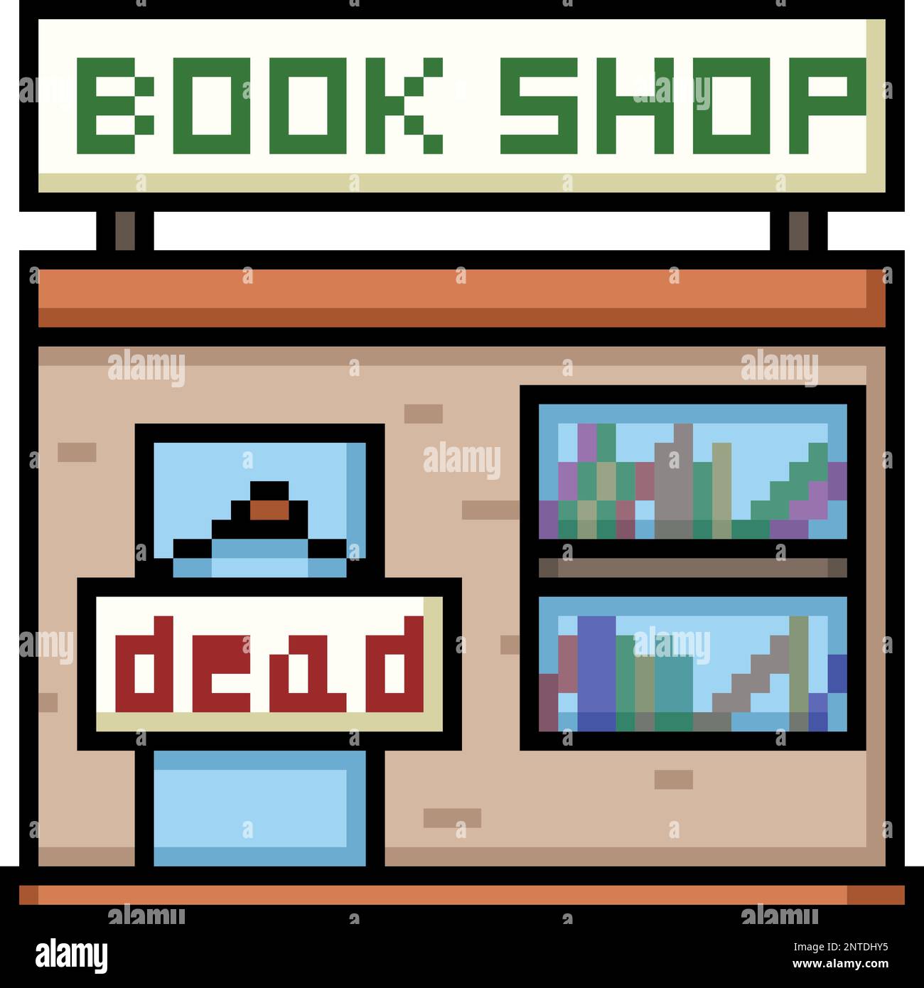 Pixelkunst des Buchladens tot Stock Vektor
