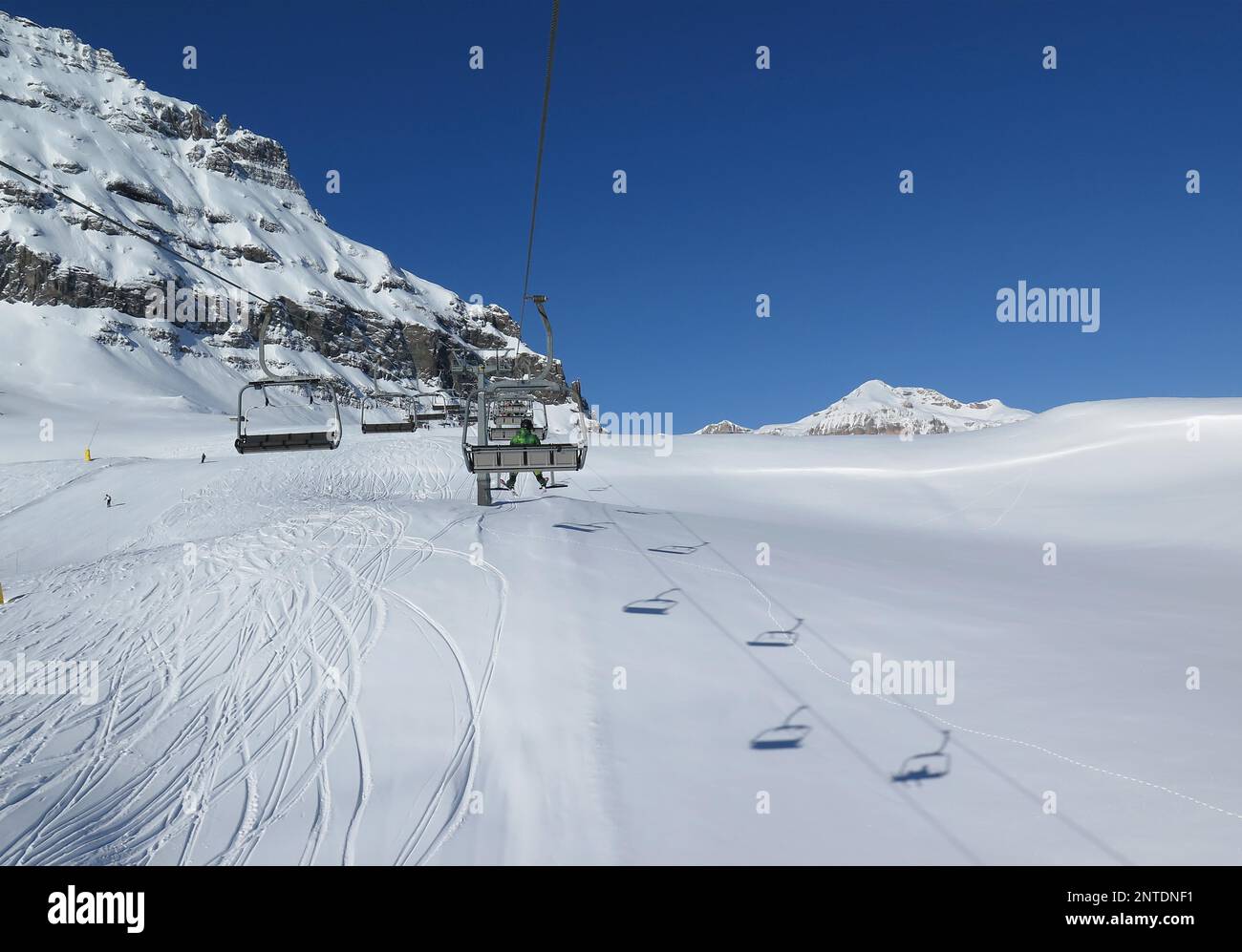 Sessellift, Passo Fedaia, Dolomiten, Italien Stockfoto
