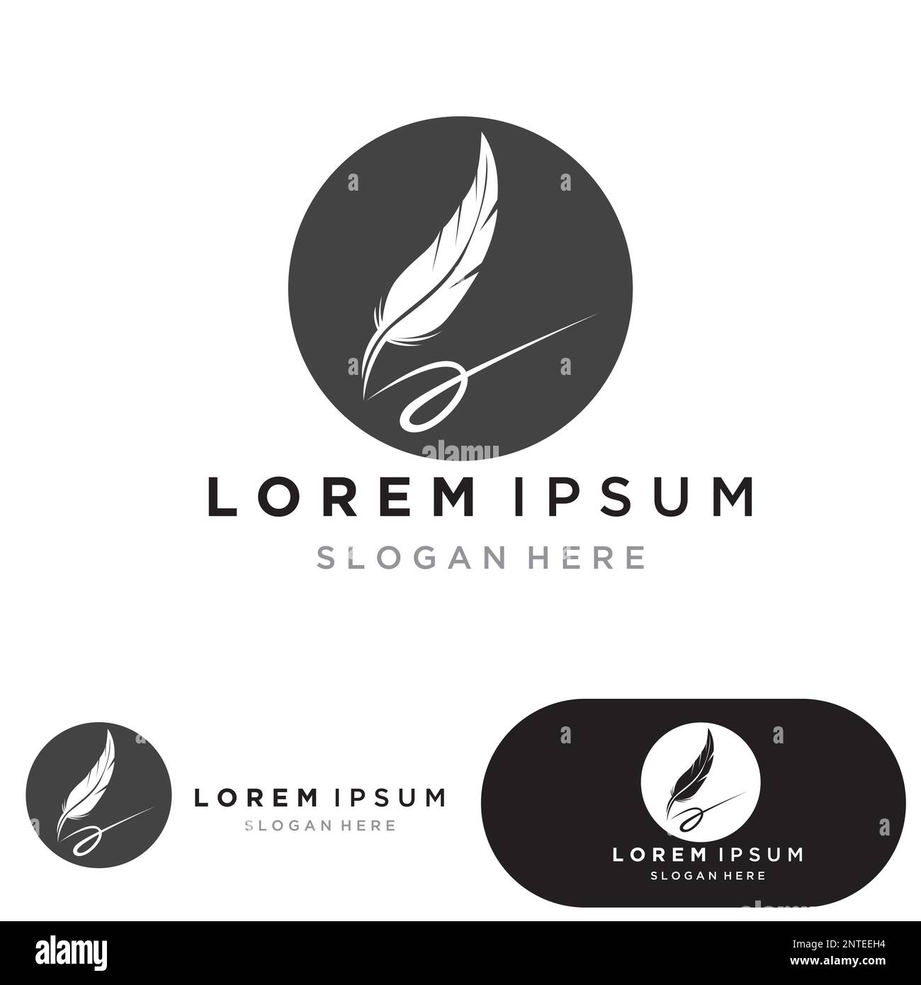 Feather pen Logo template Vector Illustration Stock Vektor