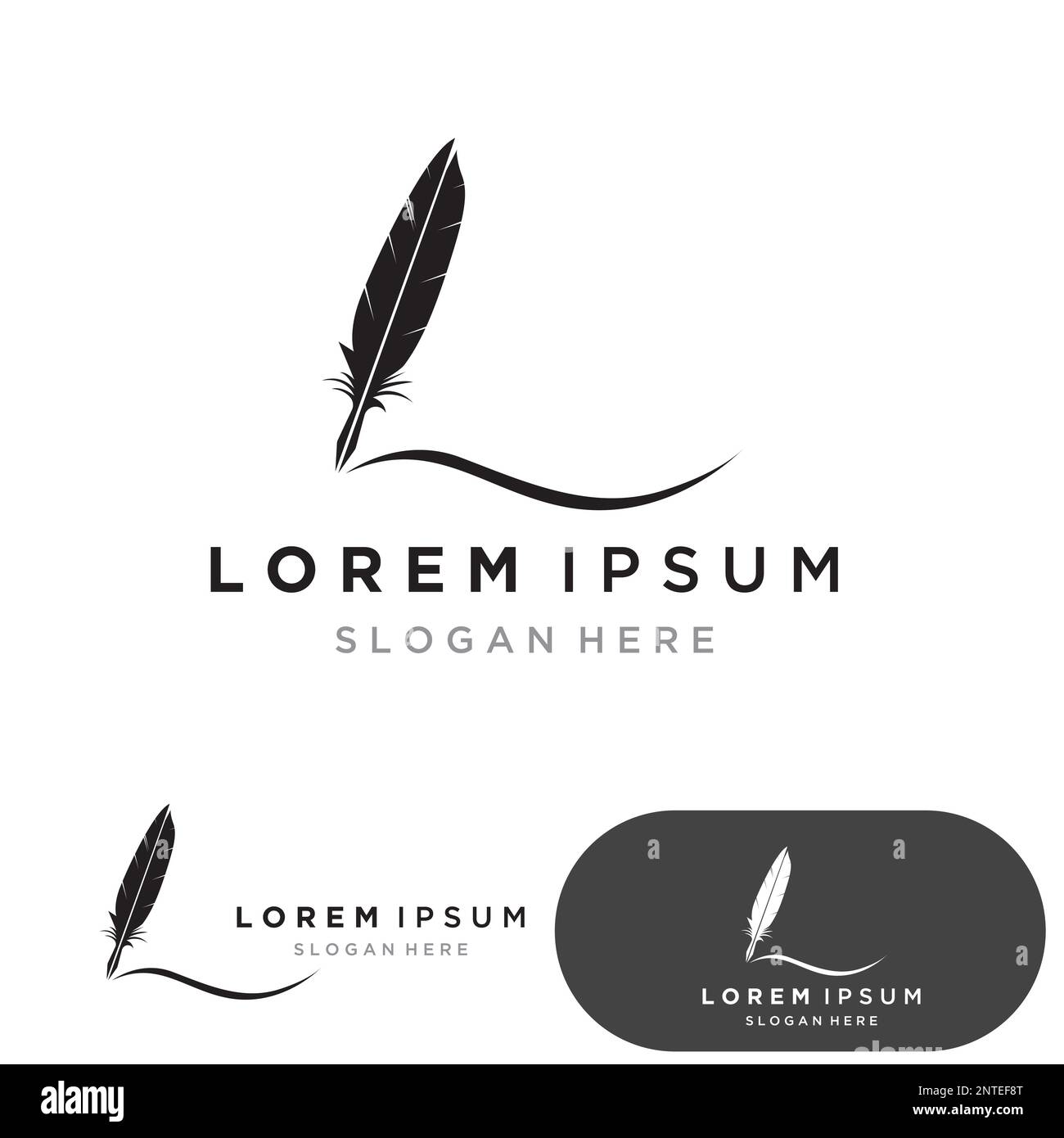 Feather pen Logo template Vector Illustration Stock Vektor