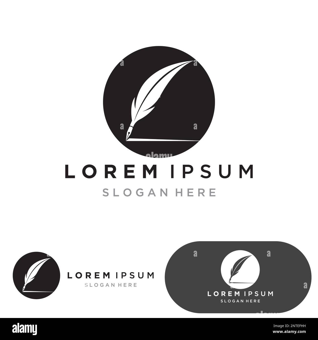 Feather pen Logo template Vector Illustration Stock Vektor