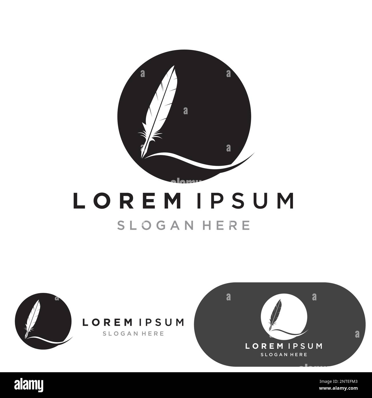 Feather pen Logo template Vector Illustration Stock Vektor