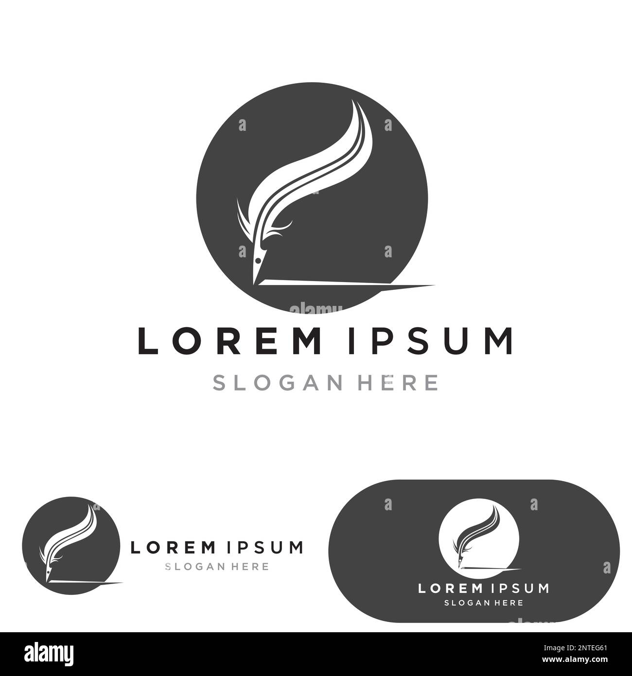 Feather pen Logo template Vector Illustration Stock Vektor