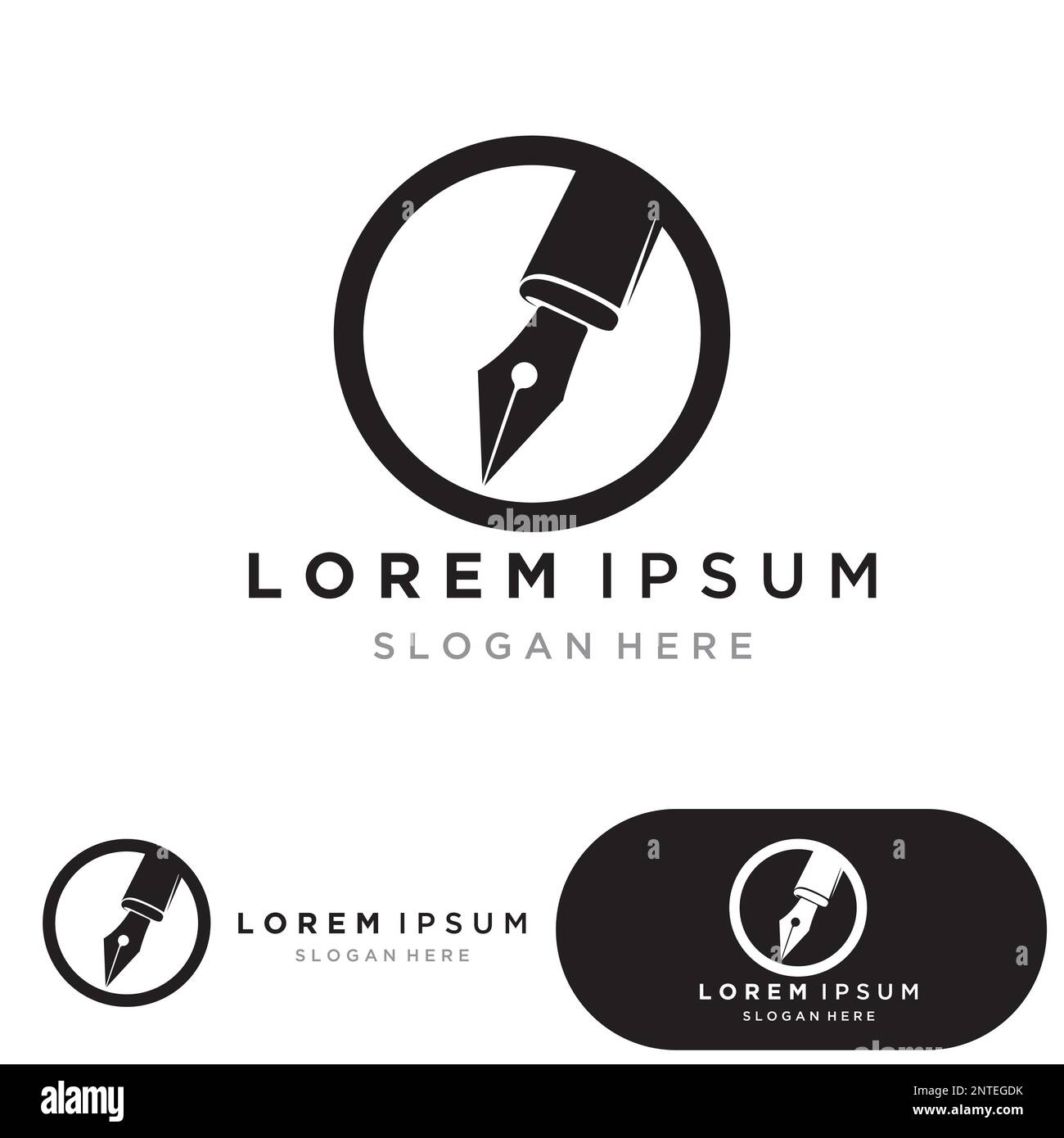 Feather pen Logo template Vector Illustration Stock Vektor