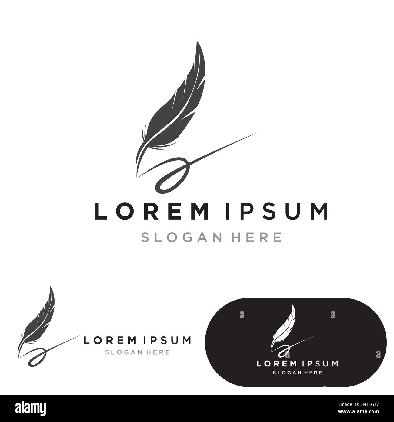 Feather pen Logo template Vector Illustration Stock Vektor