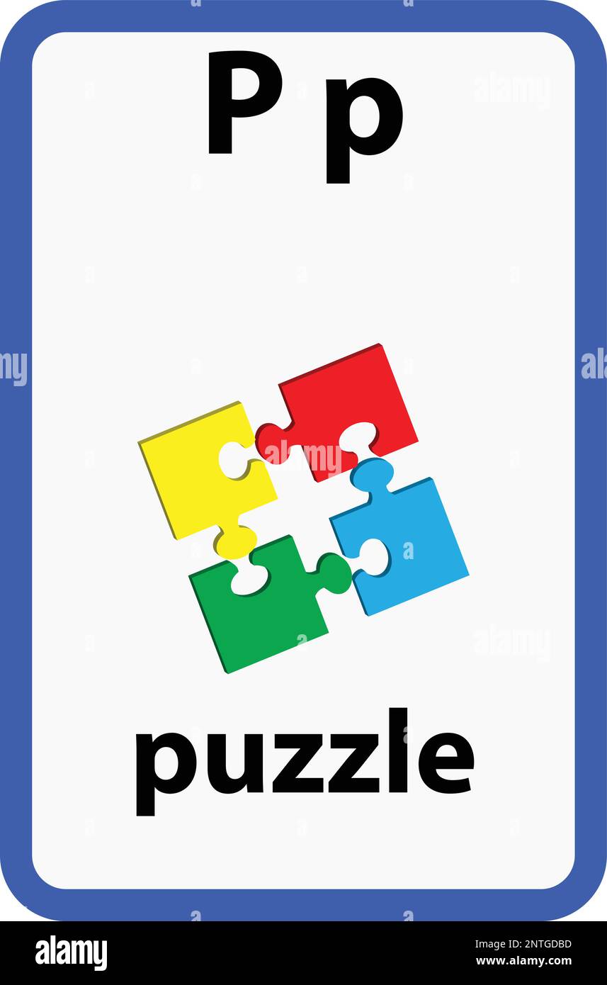 Alphabet-Karteikarte für Kinder mit dem Buchstaben p von Pizza Stock Vektor