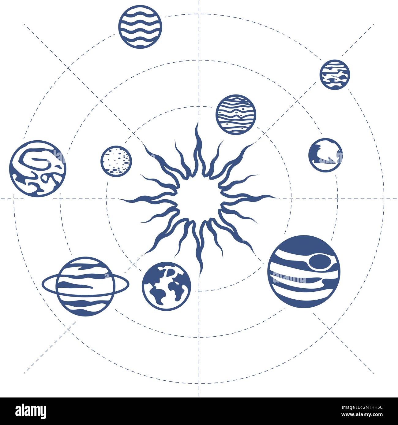 Sonnensystem, Planeten in Umlaufbahnen um die Sonne, Sonnensystem, Vektor Stock Vektor Sonnensystem, Planeten in Umlaufbahnen um die Sonne, Sonnensystem, Vektor Stock Vektor
